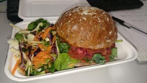 Beetroot and chickpea burger at Rupert's Street - Mobile Food Van in London