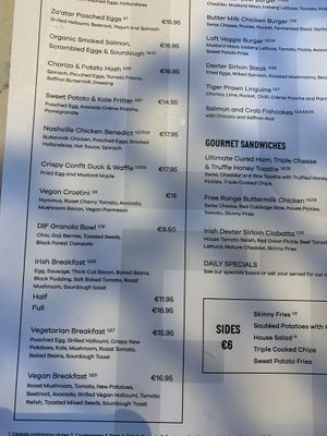 Menu  at Loft at Donnybrook Fair in Dundrum
