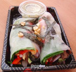 Rice Roll with house-special green sauce at Loving Heart in Chicago