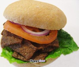 Loving Burger with vegan cheese spread and vegan mayonnaise at Loving Heart in Chicago