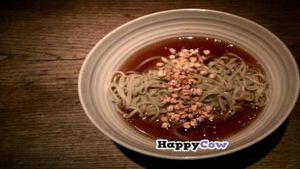 Kake-Soba, scalding hot noodle soup; another profile of Soba. at Asahi in Tokyo