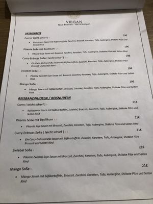 Menu   at Viegan in Stuttgart