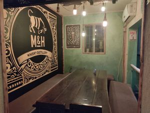 the cozy table for a big company to celebrate birthday or whatever! at Biratenu - Jerusalem Beer Center in Jerusalem