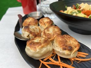 Veggie Potstickers  at Laughing Buddha Vegetarian Bistro in Oakland