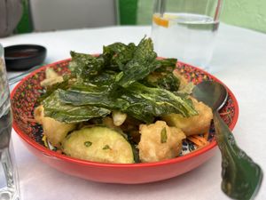 Salt and Pepper Tofu  at Laughing Buddha Vegetarian Bistro in Oakland