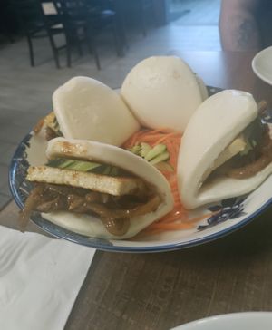 Bao buns at Laughing Buddha Vegetarian Bistro in Oakland