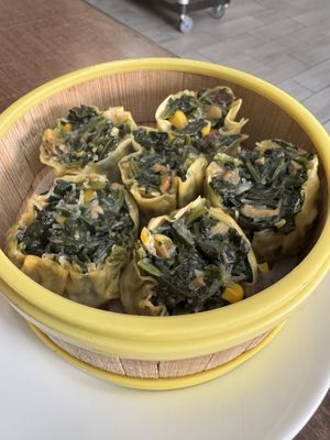 Green dumplings   at Laughing Buddha Vegetarian Bistro in Oakland