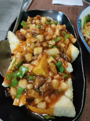 Red chili tofu at Laughing Buddha Vegetarian Bistro in Oakland