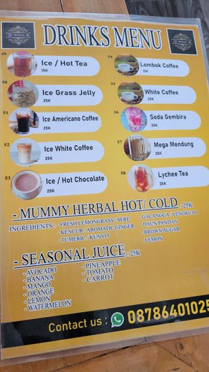 Menu page at Warung Four 4D SENGGIGI LOMBOK in 