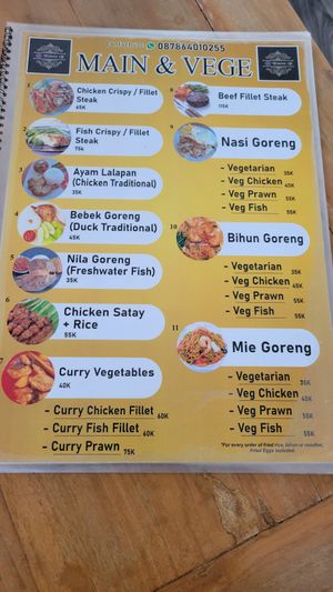 Menu page at Warung Four 4D SENGGIGI LOMBOK in 