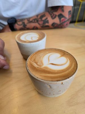 Flat white with oatmilk at Smol in Lefkada