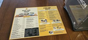 Menu at Pho Viet in Manhattan