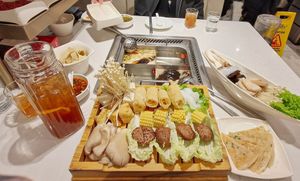 Mushroom, tofu, noodle, veg and Scallion pancakes at Haidilao Hotpot in Birmingham