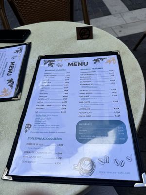 Menu  at Coucou Cafe in Chinon