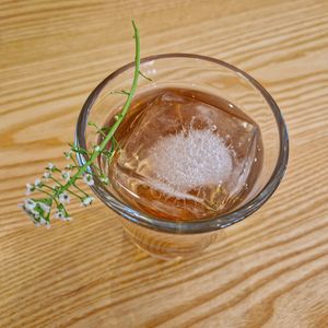 Personally made ice tea for my individual preference at Omoo in Santorini