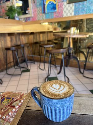 Oat flat white  at Bathurst St Bagels in Hobart