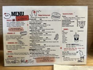 Menu 14 Sep 2025  at Bathurst St Bagels in Hobart