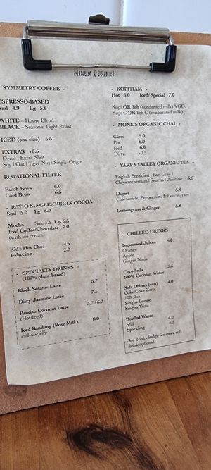 Drinks menu (I forgot to take a pic of the food menu 🤦‍♀️) at Masak Masak in Yarraville