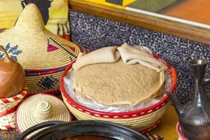traditional injera sourdough flatbread at Asmara in Heidelberg