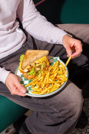 Classic Chick’n Club Sandwich and fries at Neat Burger - Porta Venezia in Milan
