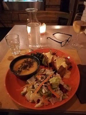 Seitan and soup of the day at Verde Pistacchio in Rome