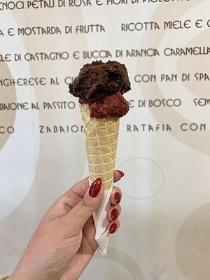 Black Chocolate and Red Fruits Ice Cream  at Fatamorgana Gelato in Rome
