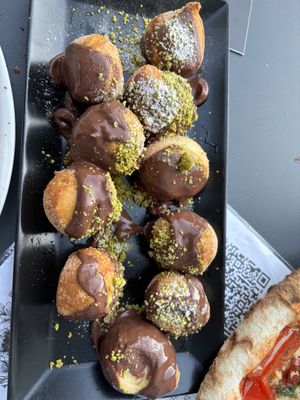 Agnoletti with vegan Nutella and pistachios   at VyA in Luzern