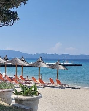 The beach   at Palmar Beach Bar in Sithonia