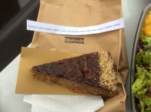  Vegan carrot and cocoa cake handmade locally available for an extra 120k.  About 1.50 euros at Chandra in Karlovac