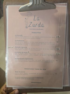 Menu at Cafetería - La Zurda in Huaraz