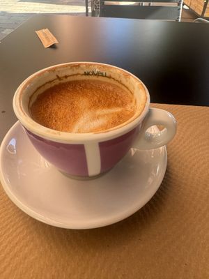 Oat flat white  at super be in Barcelona