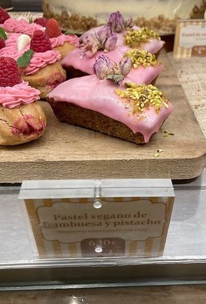 Vegan raspberry & pistachio cake at Brunch & Cake  in Madrid