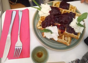 Sweet waffle (large = 2 waffles) at Bistro Deppat in Vienna