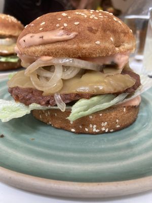 Smash burger with cheese  at Bistro Deppat in Vienna