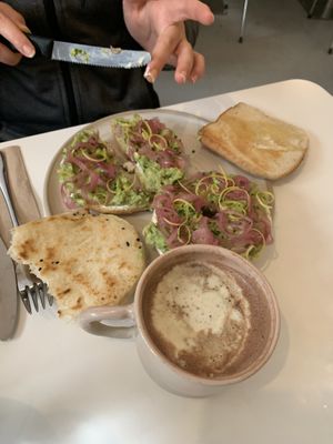 Hot Chocolate, Avocado Bagel  at Bistro Deppat in Vienna