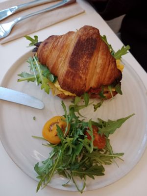 Filled savoury croissant, delicious! at Bistro Deppat in Vienna