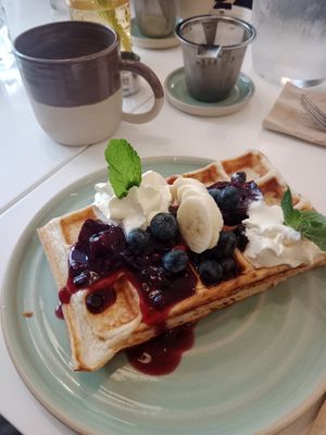 Sweet Anne Waffel, one serving, perfect fluff, will definitely order again, so yummy! at Bistro Deppat in Vienna