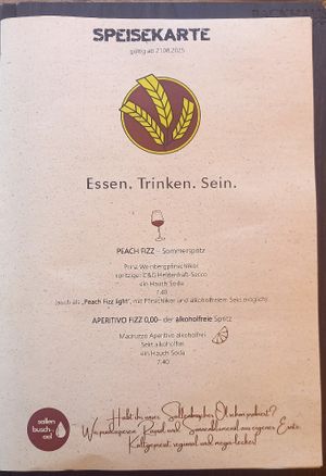 Menu front at Backhaus Sallenbusch - Diana Küntzle in Weingarten Baden