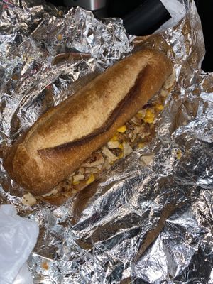 Vegan Chicken Triple Cheese Steak Sandwich (Special). at Khyber Pass Pub in Philadelphia