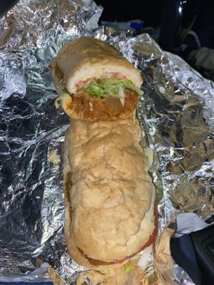 Spicy Vegan Crab Cake Po-Boy (Special). at Khyber Pass Pub in Philadelphia