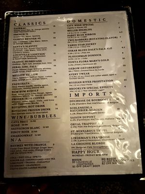 Booze menu  at Khyber Pass Pub in Philadelphia