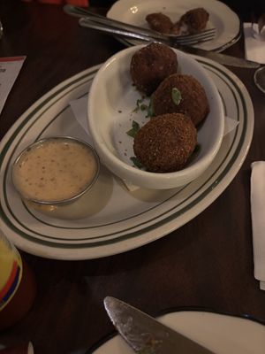 vegan boudin balls (3 of 5 pictured bc hungry)  at Khyber Pass Pub in Philadelphia