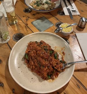 risotto with vegan cheese option on the side  at  Prego in East Cowes