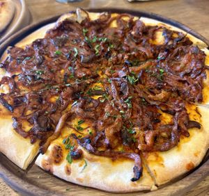 Barbecue mushroom pizza   at Bellis  in Visalia