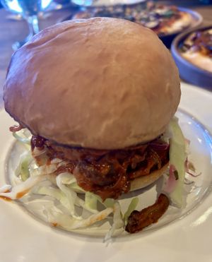 Barbecue mushroom sandwich   at Bellis  in Visalia