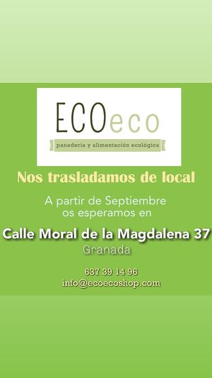 nos trasladamos de local! A partir de Septiembre os esperamos en la calle: MORAL DE LA MAGDALENA 37, GRANADA.
Más información en www.ecoecoshop.com
Gracias!! at ECOEcoShop in Granada