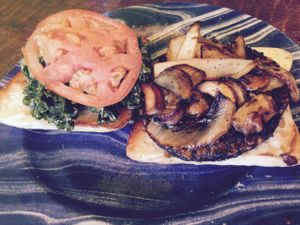 veggie burger at Kale Cafe Vegan Kitchen in Daytona Beach