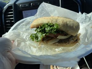 Big Ras with bacon and cheese missing  at Kale Cafe Vegan Kitchen in Daytona Beach