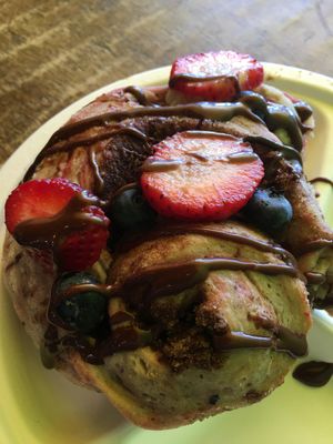 beet and berry mega cinnamon roll at Kale Cafe Vegan Kitchen in Daytona Beach