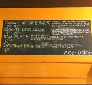 menu board at Kale Cafe at Kale Cafe Vegan Kitchen in Daytona Beach